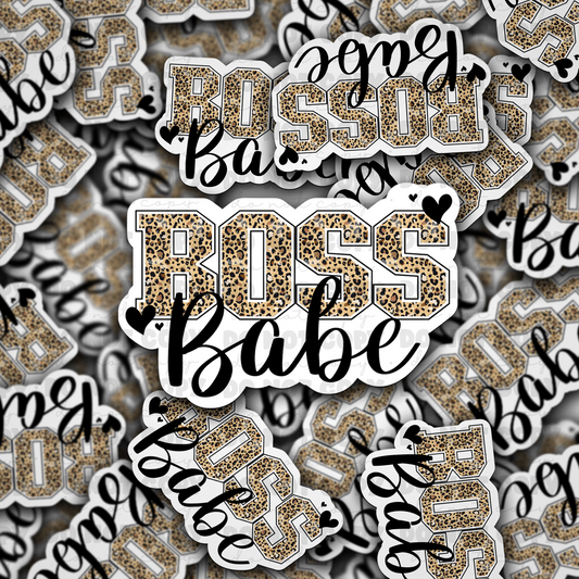 DC 986 Boss babe leopard Die cut sticker