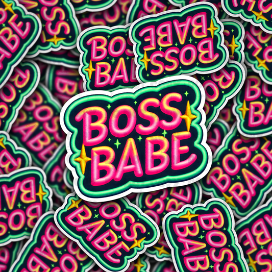 DC 987 Boss babe multi colored Die cut sticker