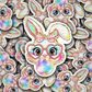 DC 1408 - Bunny blowing bubble die cut sticker