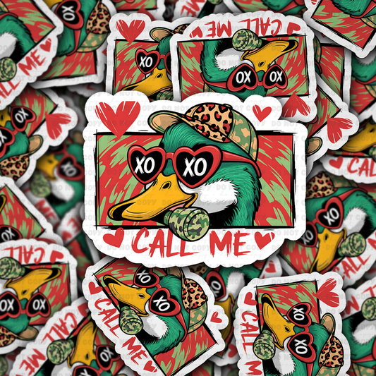 DS -2377 - Call me Valentine duck Die Cut Sticker