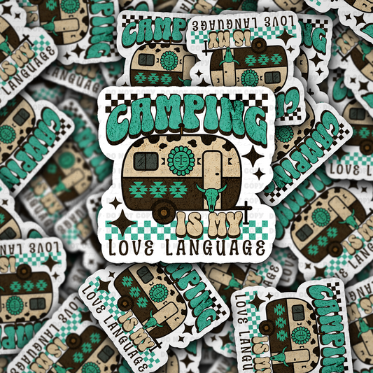 DC 1934 - Camping is my love language Die Cut Sticker