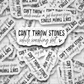 DC551 cant throw stones stickerDie cut sticker 3-5 Business Day TAT