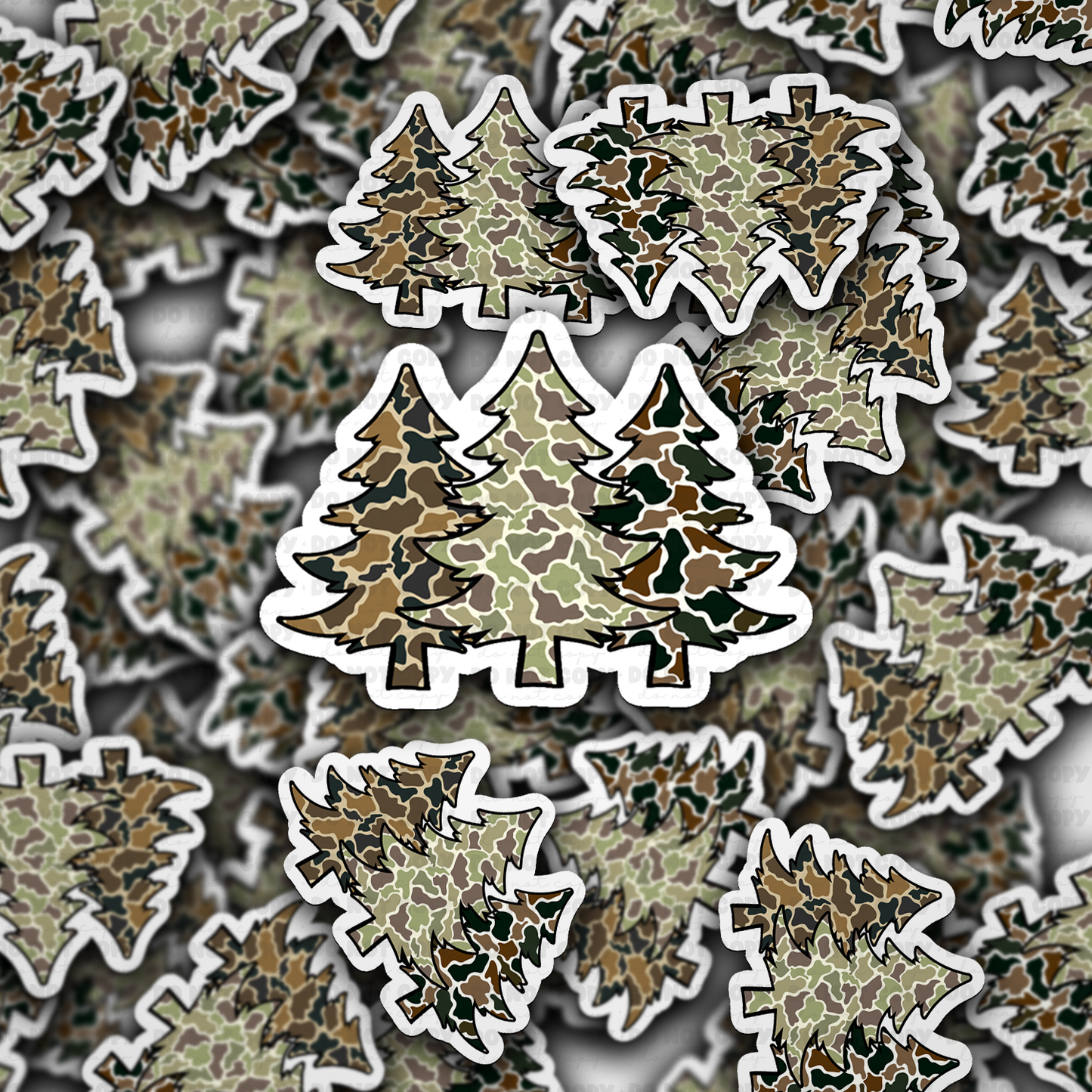 DS 2245 - Camo Christmas trees Die Cut Sticker