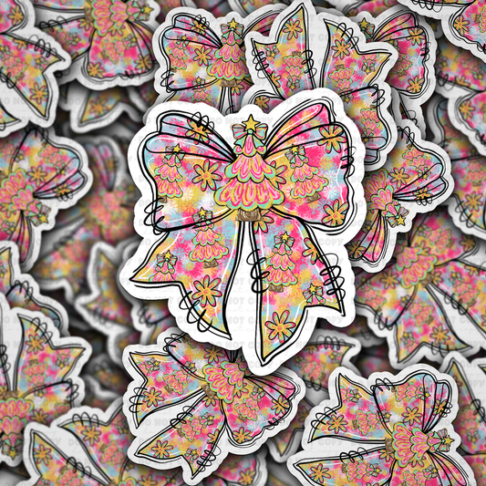 DC 2191 - Christmas tree bow Die Cut Sticker