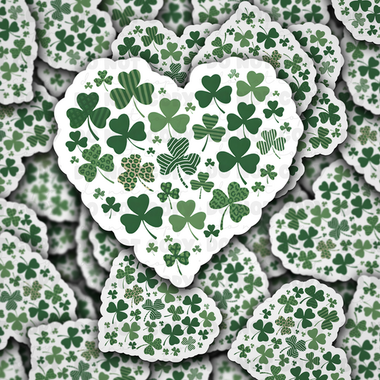 DC 1302 St. Patrick's Day heart clover - die cut sticker