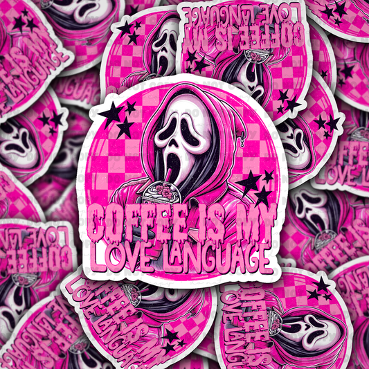DC587 Coffee is my love language horror Die cut sticker 3-5 Business Day TAT