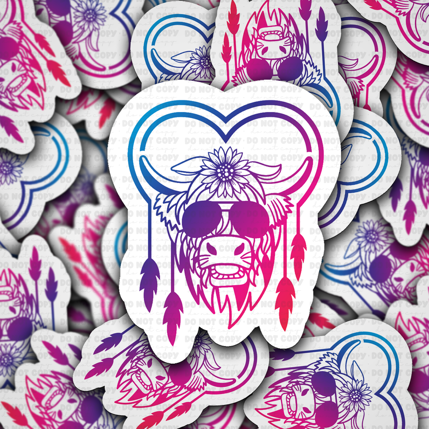DS 3070 - Colorful Cow Die Cut sticker