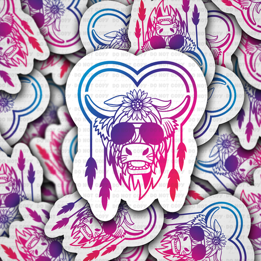 DS 3070 - Colorful Cow Die Cut sticker