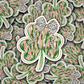 DC 1435 - Colorful shamrock clover with coquette bow die cut sticker