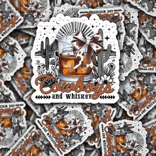 DC 1583 - Cowboys and whiskey Die Cut Sticker