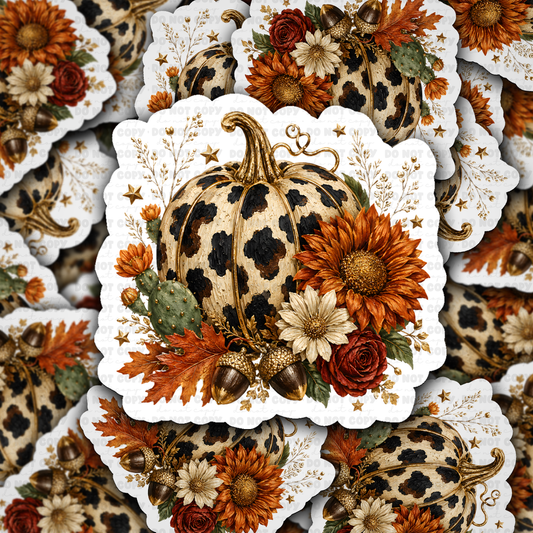 DS 3323 - Cow print pumpkin Die Cut sticker