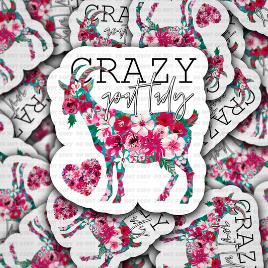 DC 1442 - Crazy goat lady flower floral die cut sticker