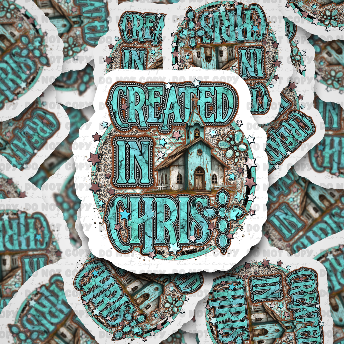 DC622 Created in Christ Die cut sticker 3-5 Business Day TAT
