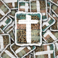 DC588 Cross rustic leopard Die cut sticker 3-5 Business Day TAT