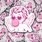 DC 1303 Cupid blowing bubble - die cut sticker