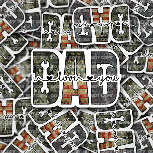 DC 1038 Dad i love you  Die cut sticker