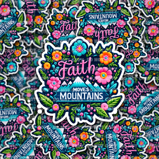 DC 1053 Faith moves mountains  Die cut sticker