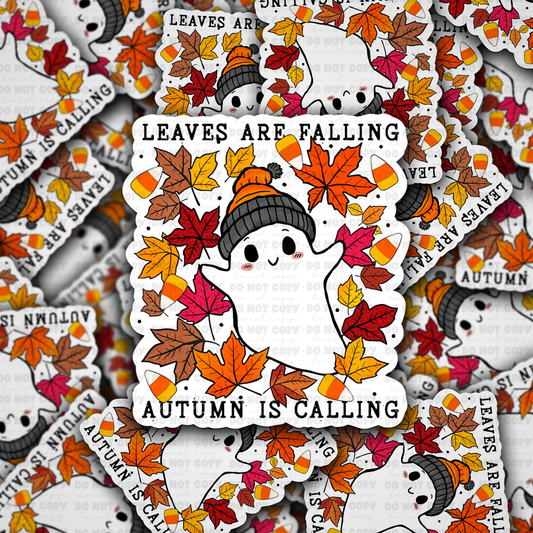 DC 1143 leaves are falling autumn is calling Die cut sticker