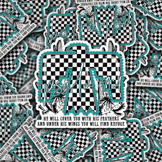DC 1166 He will cover you with his feathers Die cut sticker