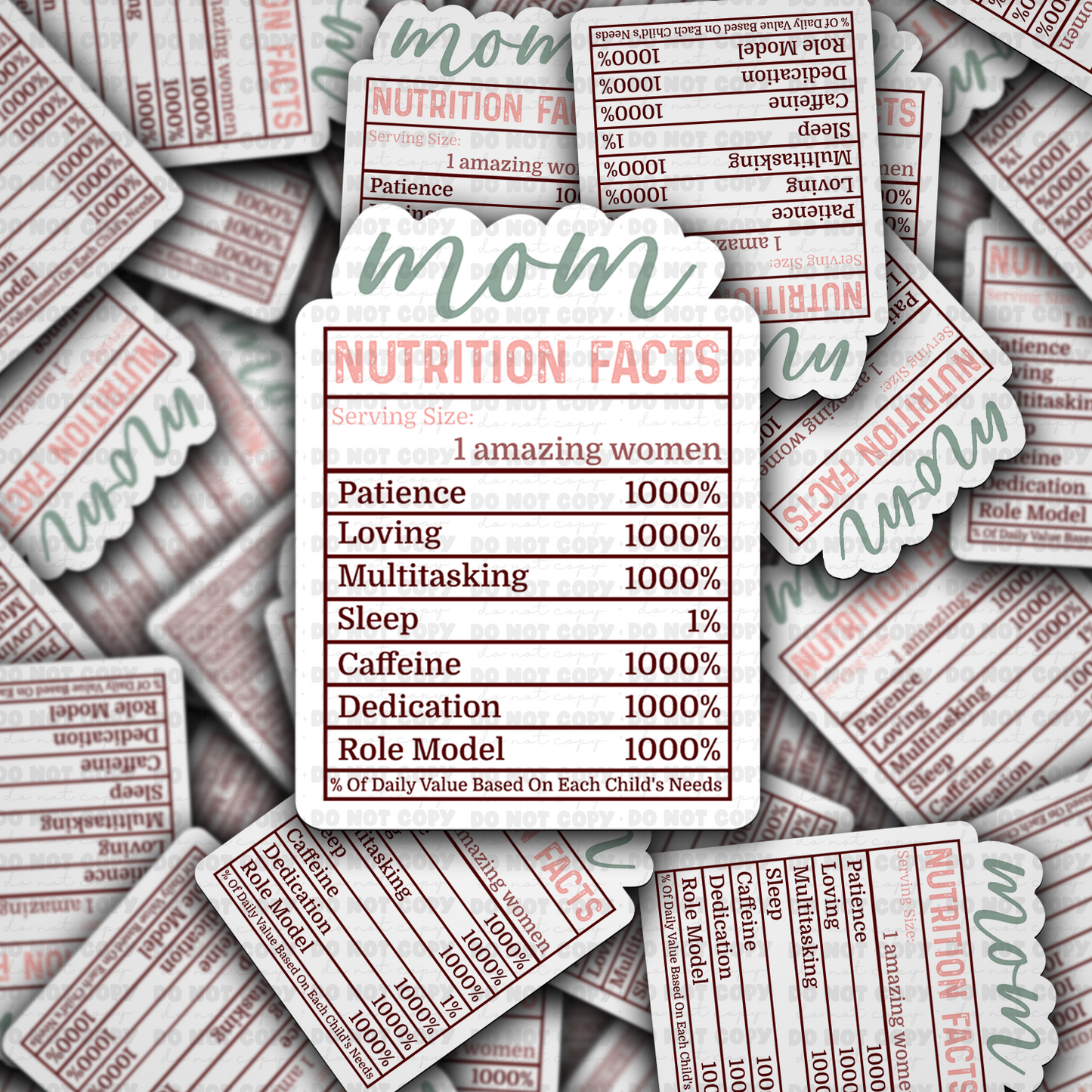 DC 1533 - Mom nutritional facts Die Cut Sticker