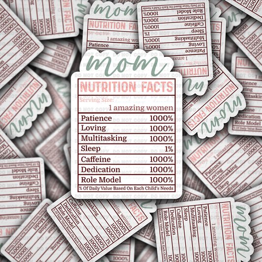 DC 1533 - Mom nutritional facts Die Cut Sticker