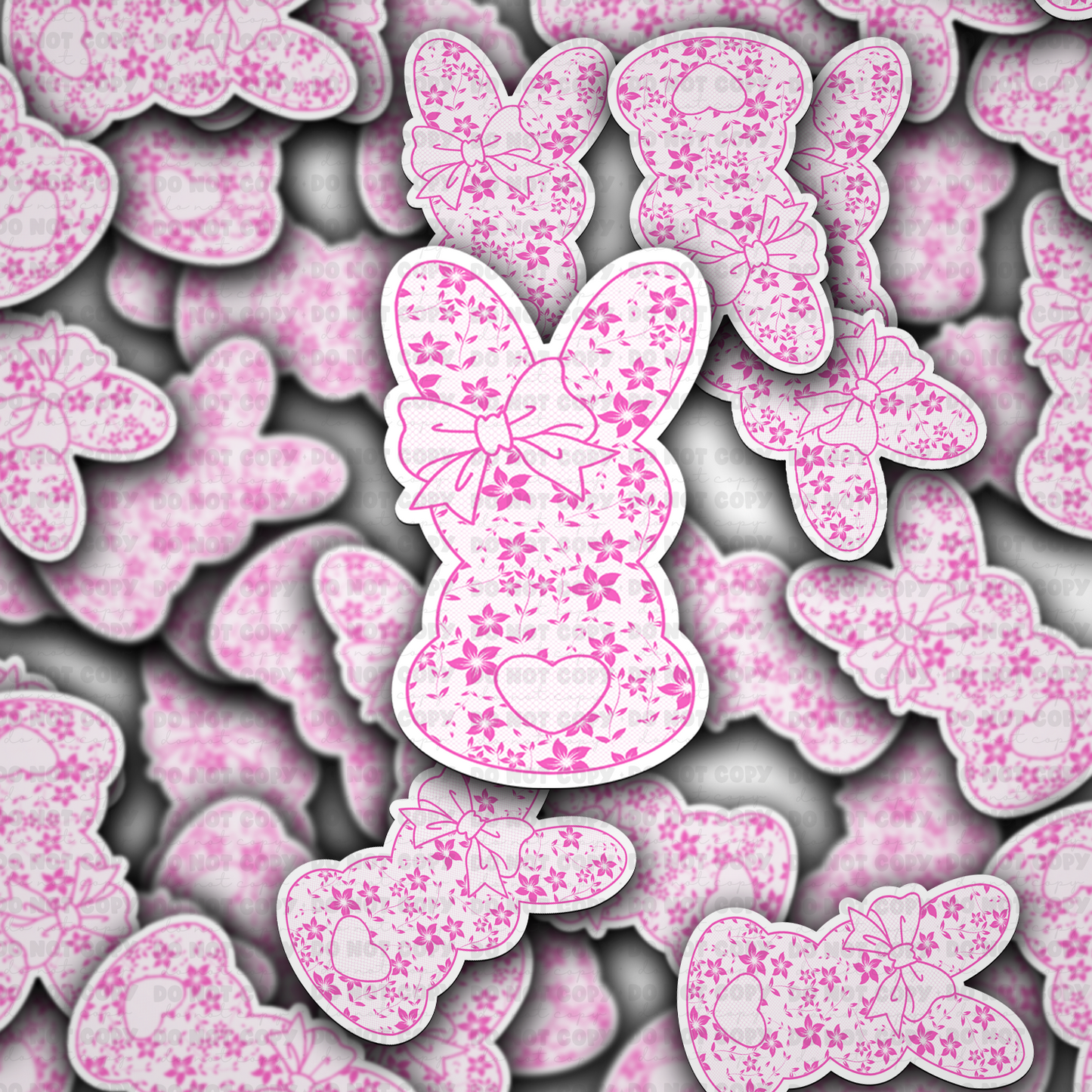DC 1539 - Pink lace Easter bunny Die Cut Sticker
