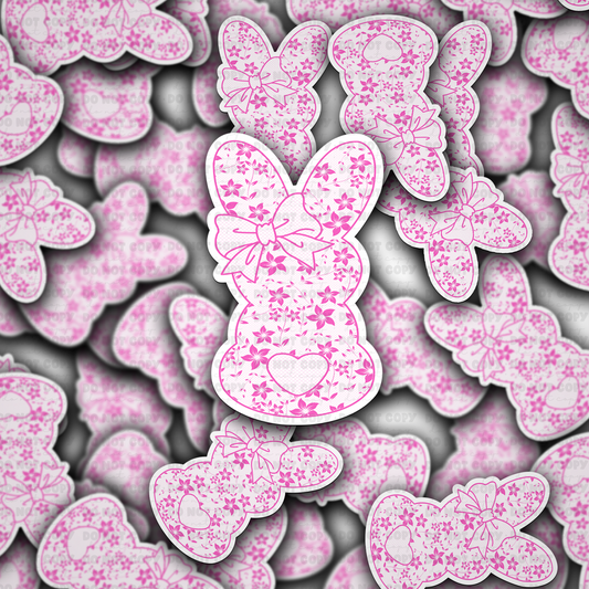 DC 1539 - Pink lace Easter bunny Die Cut Sticker