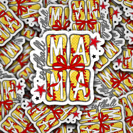 DC 1540 - Softball mama Die Cut Sticker