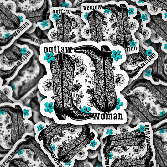 DC 1551- Outlaw woman boot Die Cut Sticker