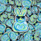 DC 1554- Blue Easter bunny Die Cut Sticker