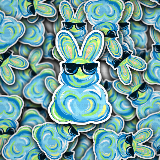 DC 1554- Blue Easter bunny Die Cut Sticker