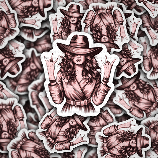 DC 1568 - classy cowgirl Die Cut Sticker