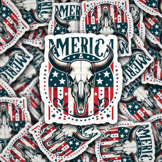 DC 1572 - America skull die cut Sticker