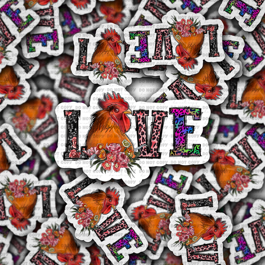 DC750 love chicken  Die cut sticker 3-5 Business Day TAT