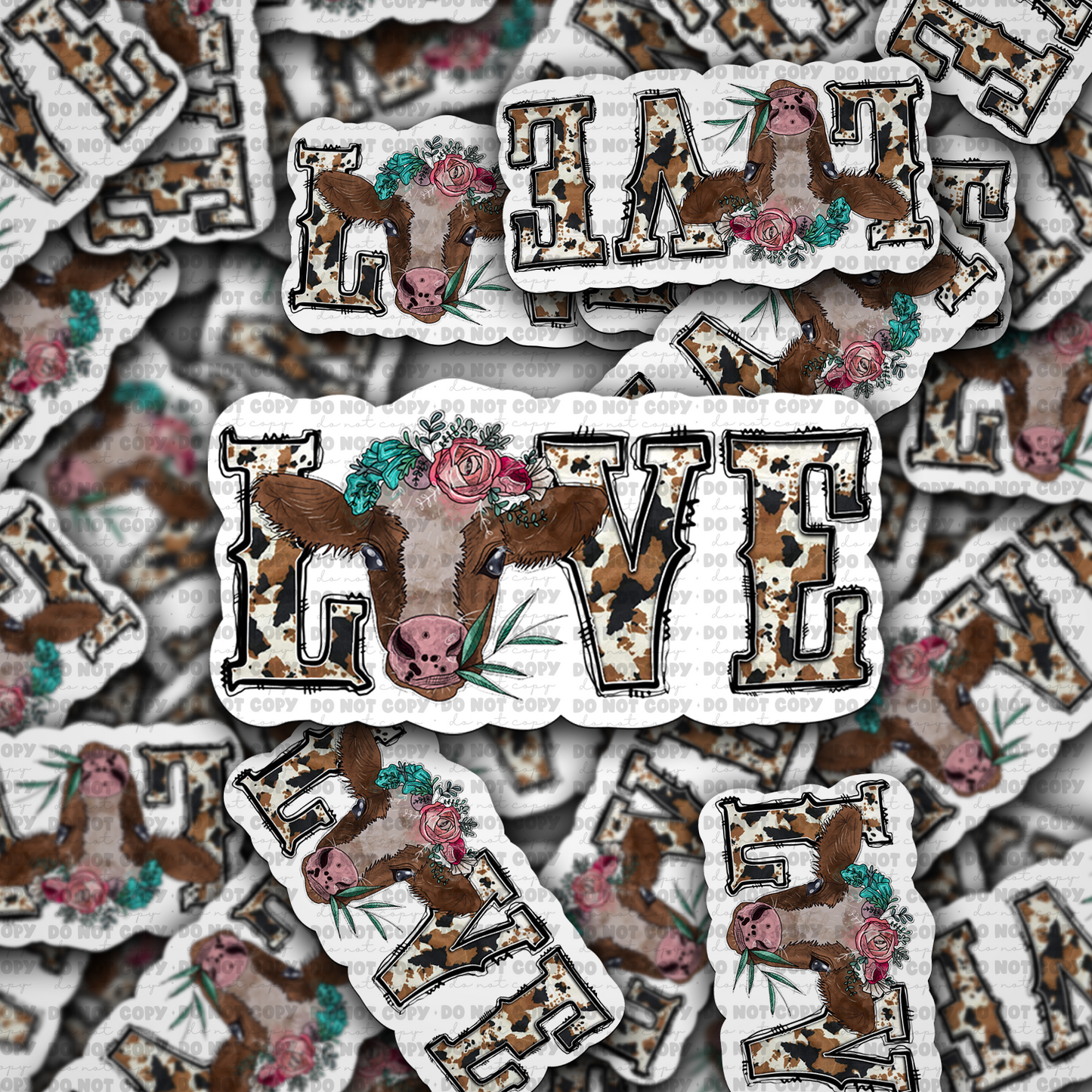 DC760 Love cow Die cut sticker 3-5 Business Day TAT