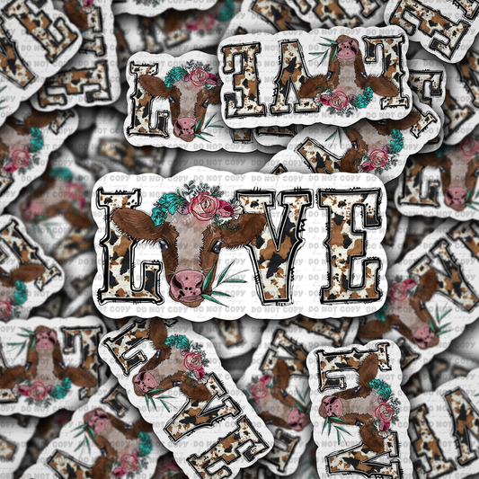 DC760 Love cow Die cut sticker 3-5 Business Day TAT