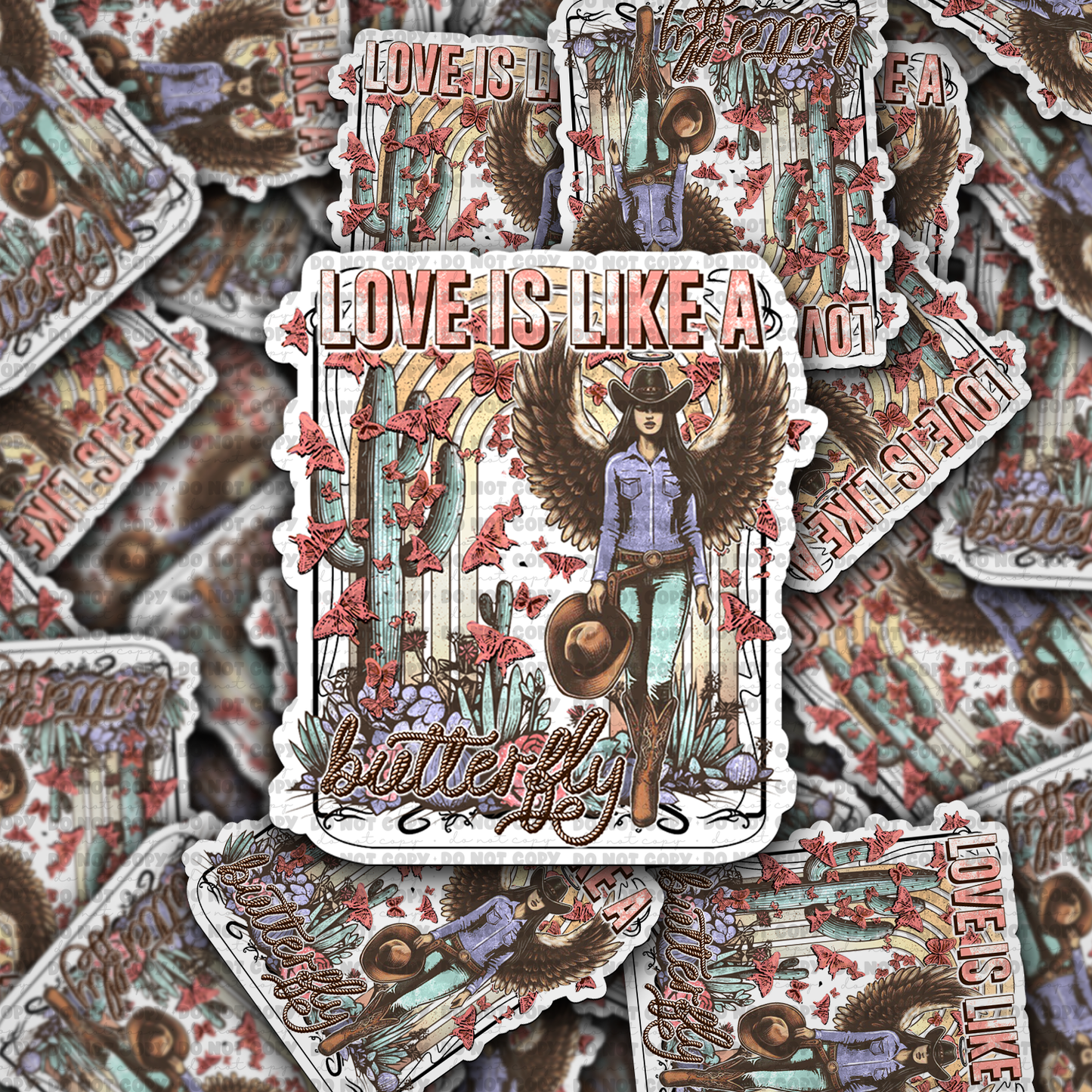 DC767 Love is like a butterfly Die cut sticker 3-5 Business Day TAT