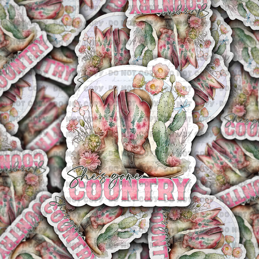 DC 816  shes gone country Die cut sticker 3-5 Business Day TAT