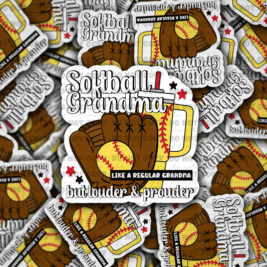 DC 819 Softball grandma Die cut sticker 3-5 Business Day TAT