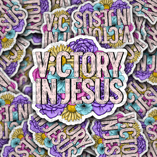 DC 820 Victory in Jesus Die cut sticker 3-5 Business Day TAT