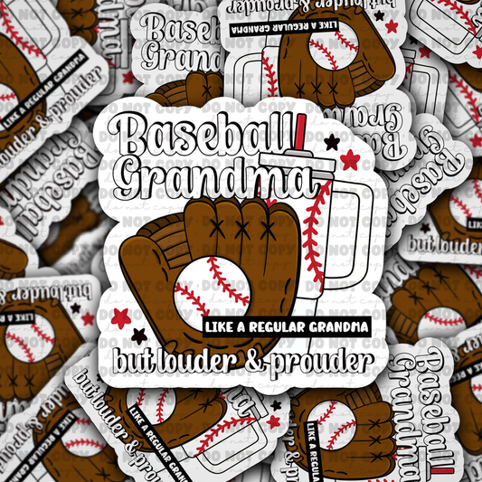 DC 824 Baseball grandma Die cut sticker 3-5 Business Day TAT