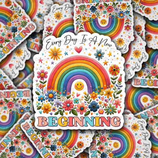 DC 865 Everyday is a new beginning  Die cut sticker 3-5 Business Day TAT