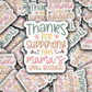 DC 867 Thanks for supporting this mama's small business Die cut sticker 3-5 Business Day TAT
