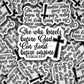 DC 908 She who kneels before God Die cut sticker 3-5 Business Day TAT