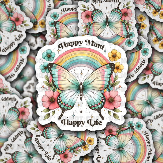 DC 923 Happy mind happy life Die cut sticker 3-5 Business Day TAT