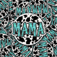 DC 932 mama cow print turquoise circle  Die cut sticker 3-5 Business Day TAT