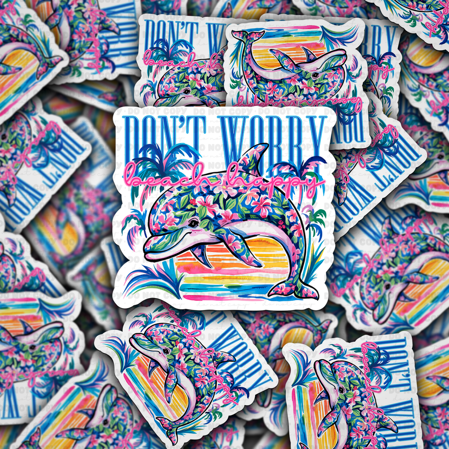 DC 1820 - Don't worry beach happy Die Cut Sticker