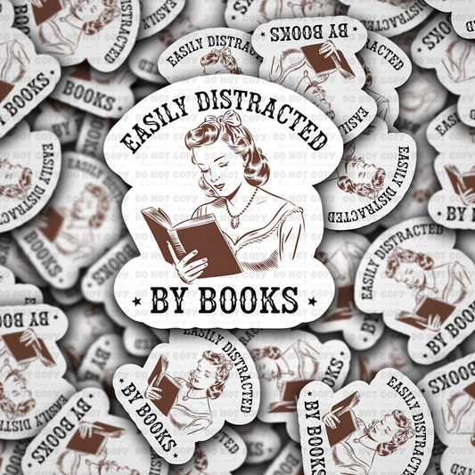 DC 1720 - Easily distracted by books Die Cut Sticker