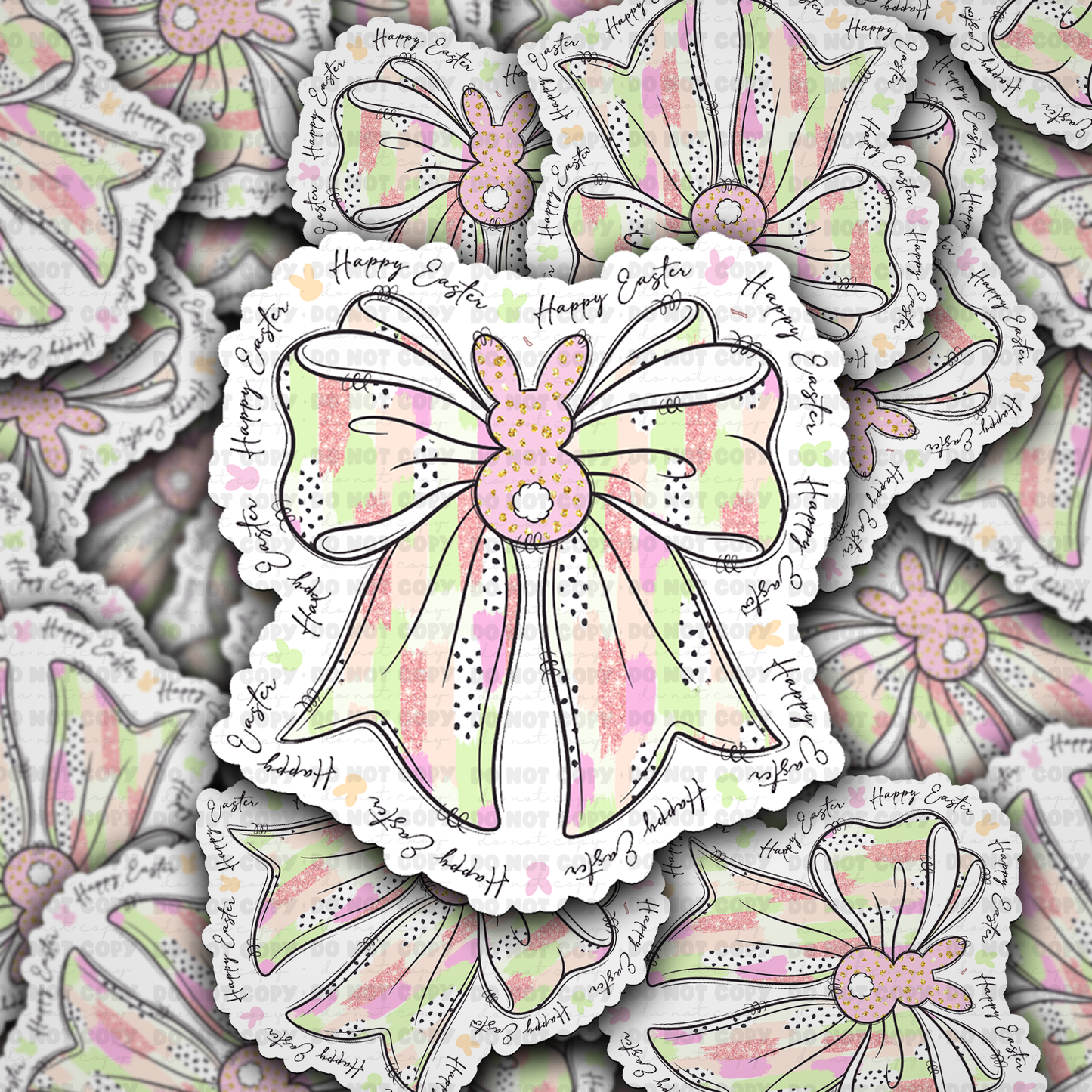 DC 1443 - Happy Easter bunny bow die cut sticker