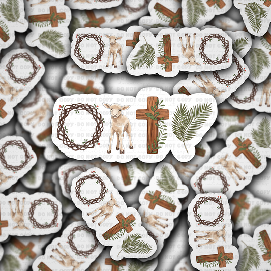 DC 1417 - Easter goat and cross die cut sticker